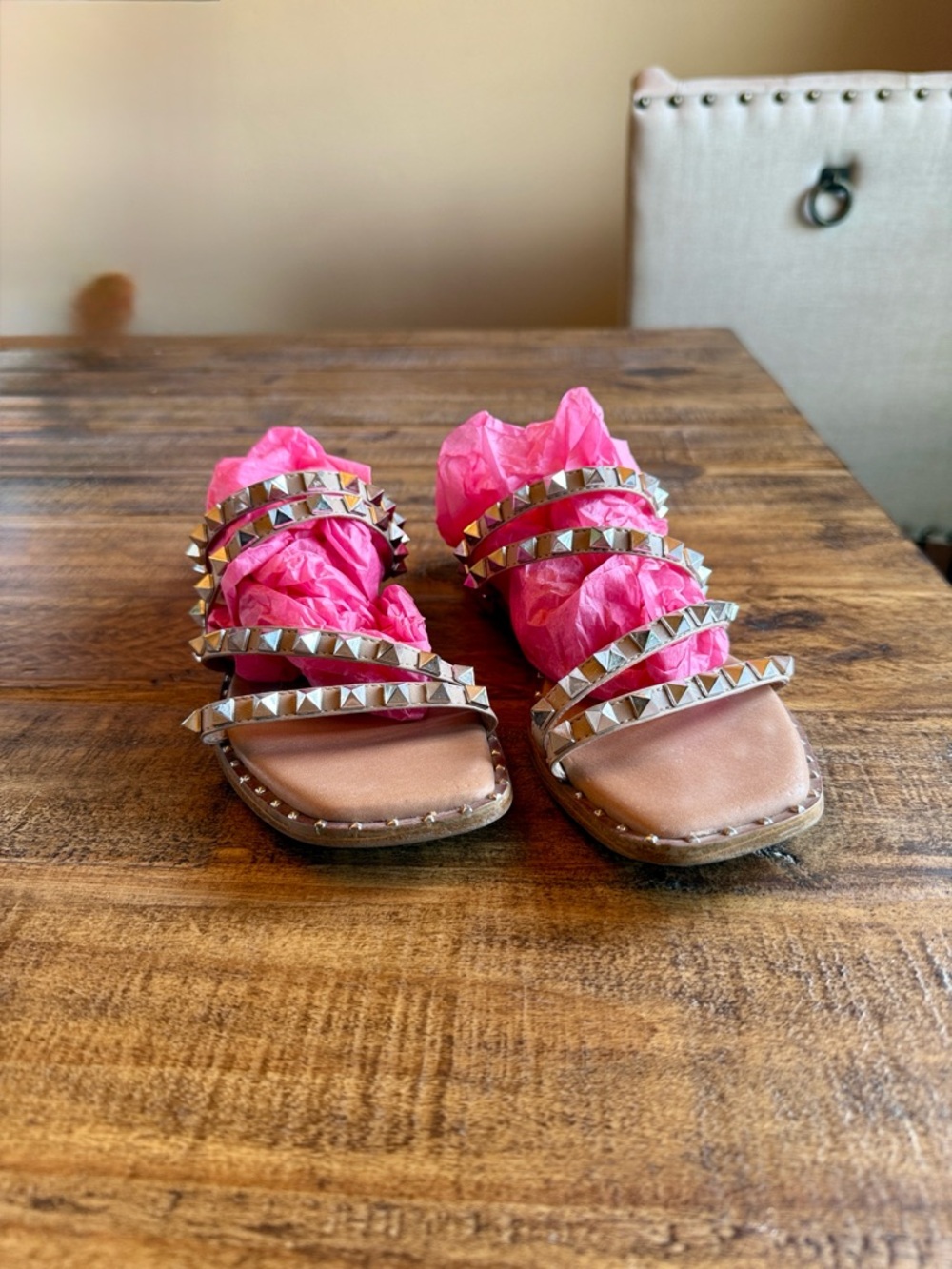 Steve Madden Tan Studded Strappy Sandals